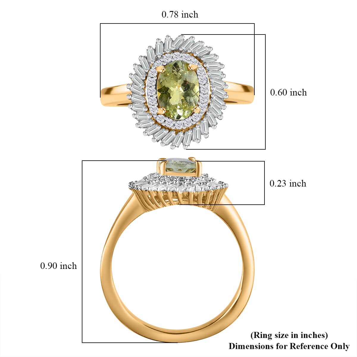 Premium Brazilian Mint Garnet and Diamond Island Ring in 18K Vermeil Yellow Gold Over Sterling Silver (Size 7.0) 1.15 ctw image number 5