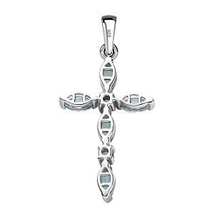 Paraiba Apatite  Cross Pendant in Platinum Over Sterling Silver 1.41 ctw