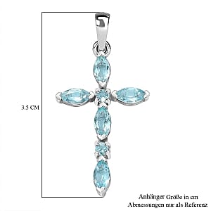 Paraiba Apatite  Cross Pendant in Platinum Over Sterling Silver 1.41 ctw