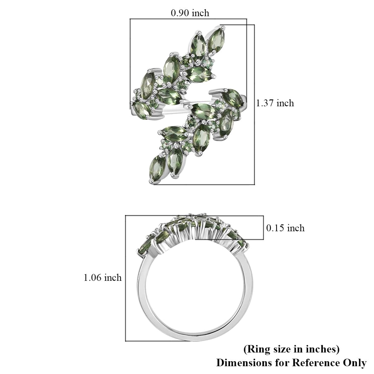 Andranomaro Green Apatite Bypass Leaf Ring in Rhodium Over Sterling Silver (Size 7.0) 4.35 ctw image number 5