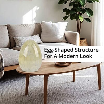 Egg Shape Glass LED Lamp - Yellow (3xAAA Battery not Included)