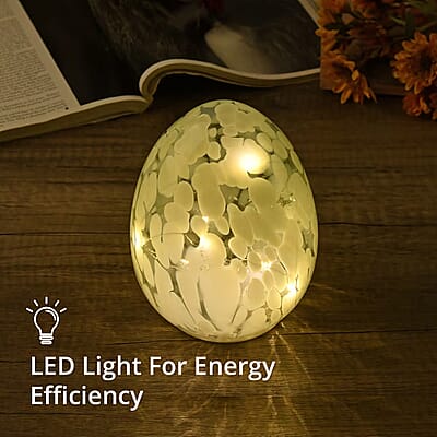 Egg Shape Glass LED Lamp - Yellow (3xAAA Battery not Included)