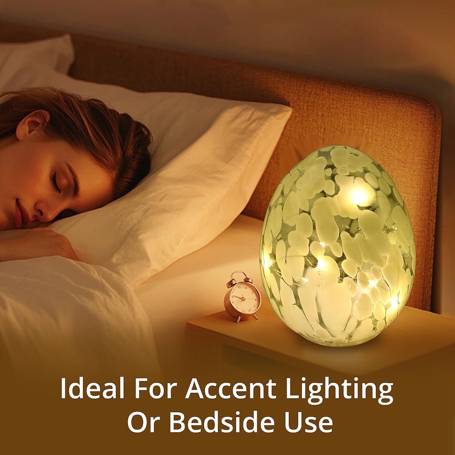 Egg Shape Glass LED Lamp - Yellow (3xAAA Battery not Included)