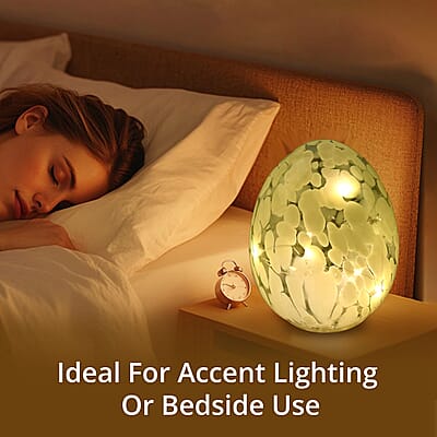 Egg Shape Glass LED Lamp - Yellow (3xAAA Battery not Included)