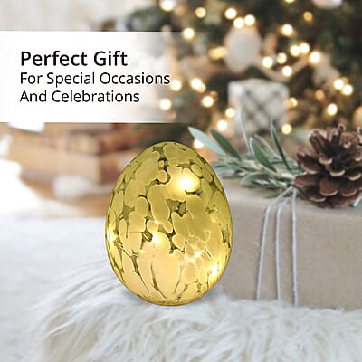 Egg Shape Glass LED Lamp - Yellow (3xAAA Battery not Included)