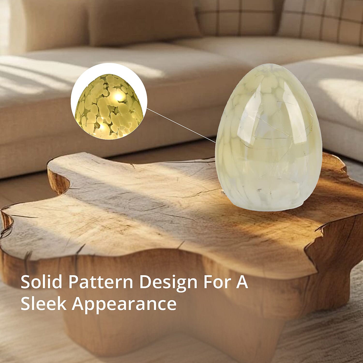 Egg Shape Glass LED Lamp - Yellow (3xAAA Battery not Included)