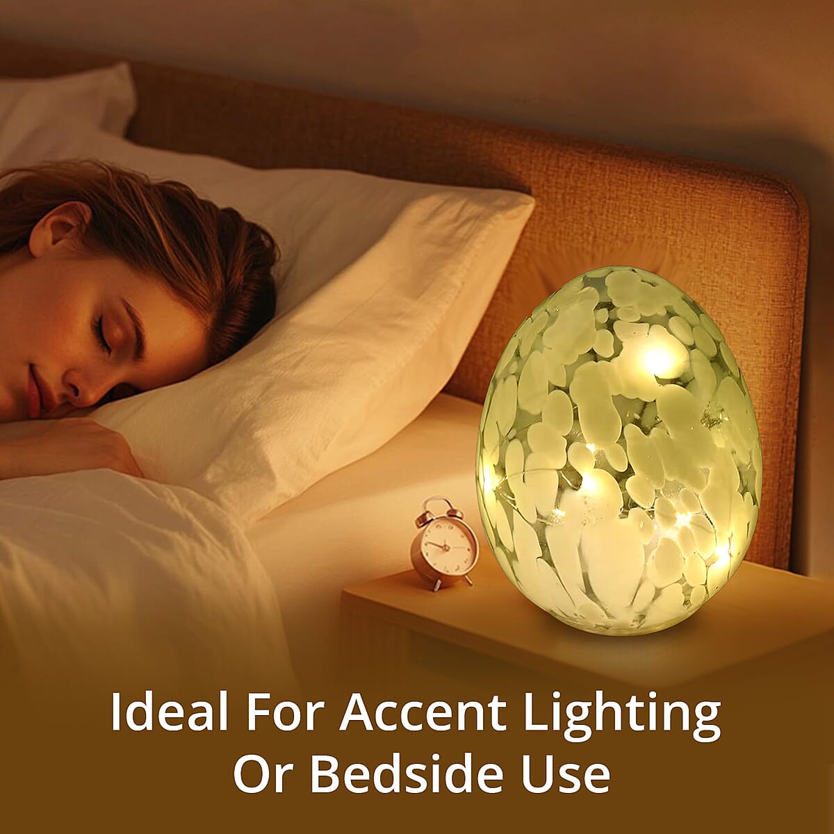 Egg Shape Glass LED Lamp - Green (3xAAA Battery not Included) image number 4