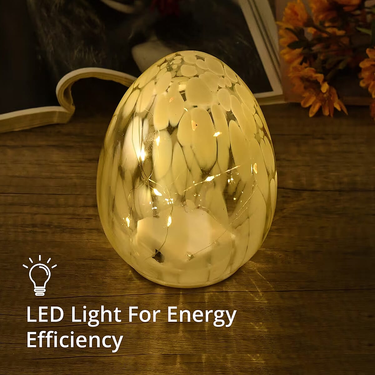 Egg Shape Glass LED Lamp - Green (3xAAA Battery not Included) image number 5
