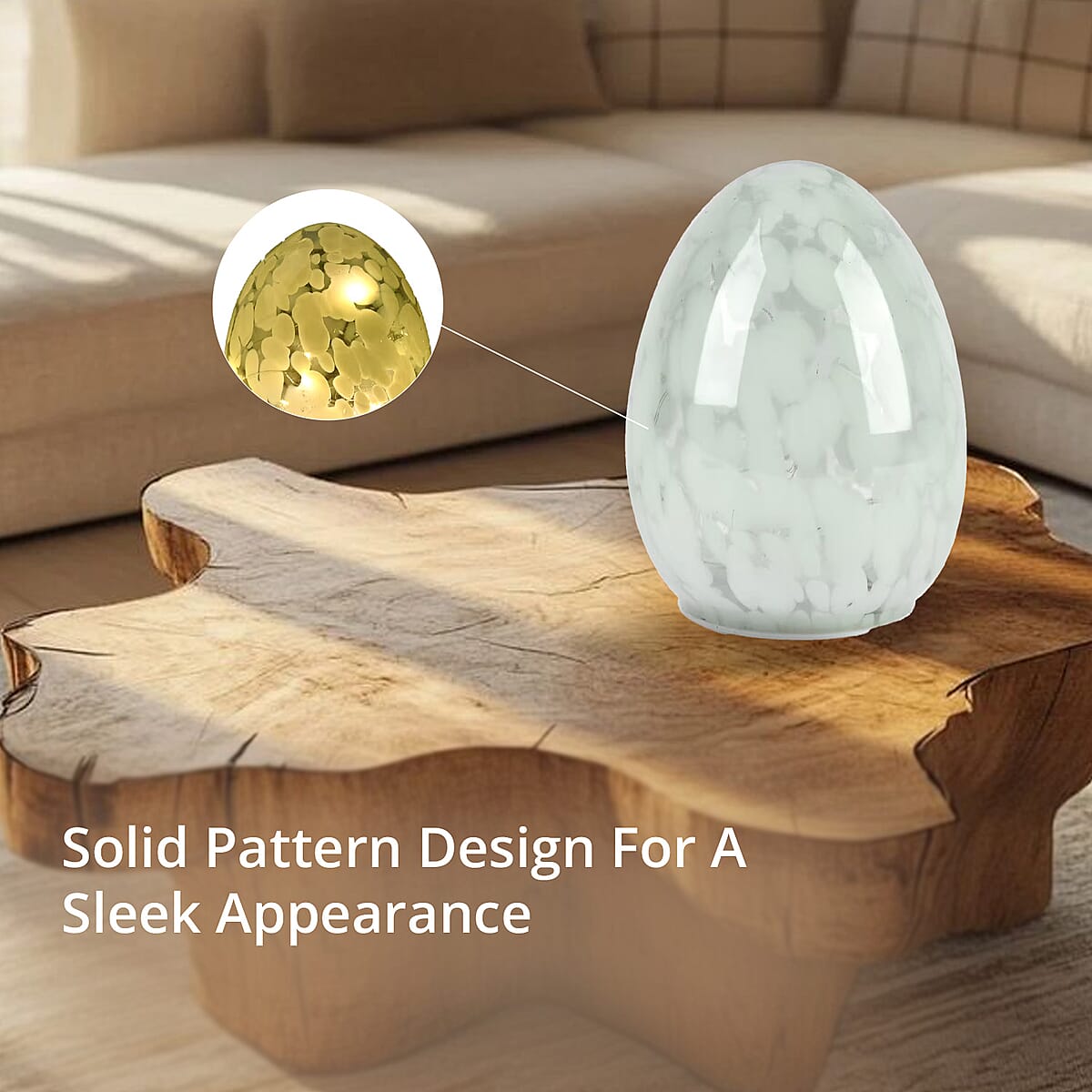 Egg Shape Glass LED Lamp - Green (3xAAA Battery not Included) image number 7