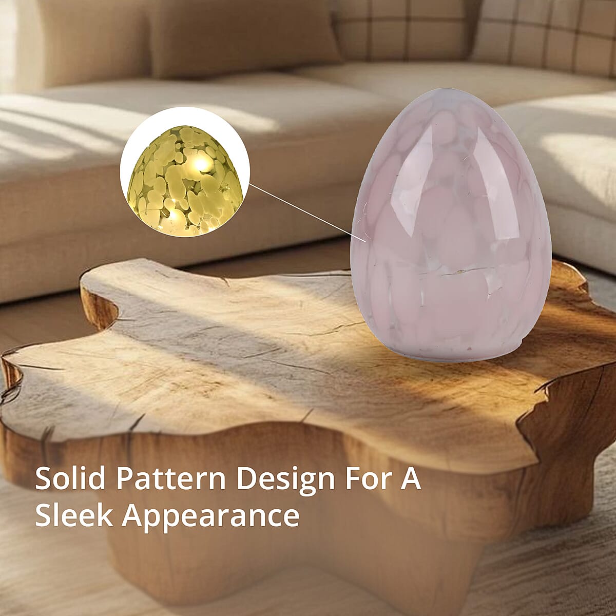 Egg Shape Glass LED Lamp - Pink (3xAAA Battery not Included) image number 6