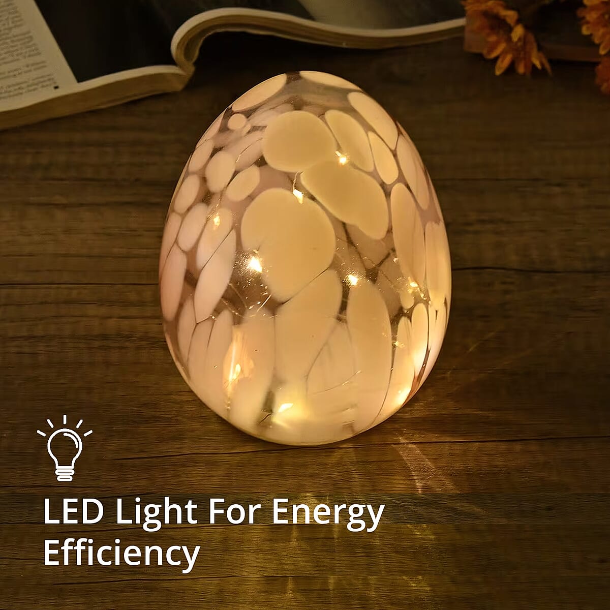 Egg Shape Glass LED Lamp - Pink (3xAAA Battery not Included) image number 7