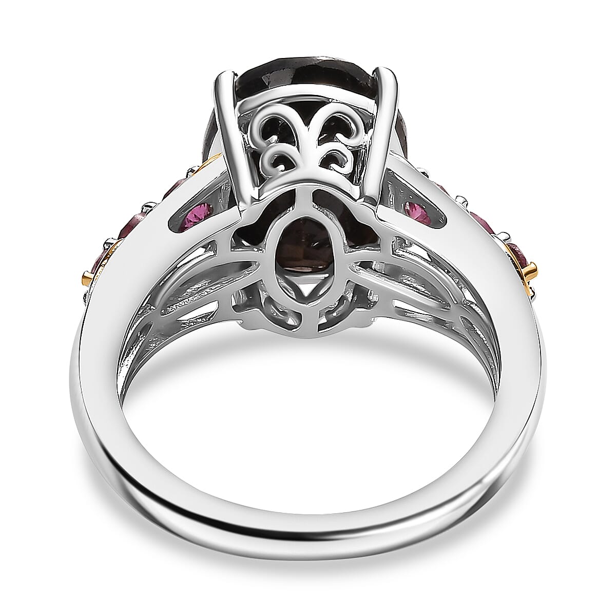 Zawadi Chocolate Sapphire and Orissa Rhodolite Garnet Ring in 18K Vermeil YG and Rhodium Over Sterling Silver (Size 6.0) 9.00 ctw