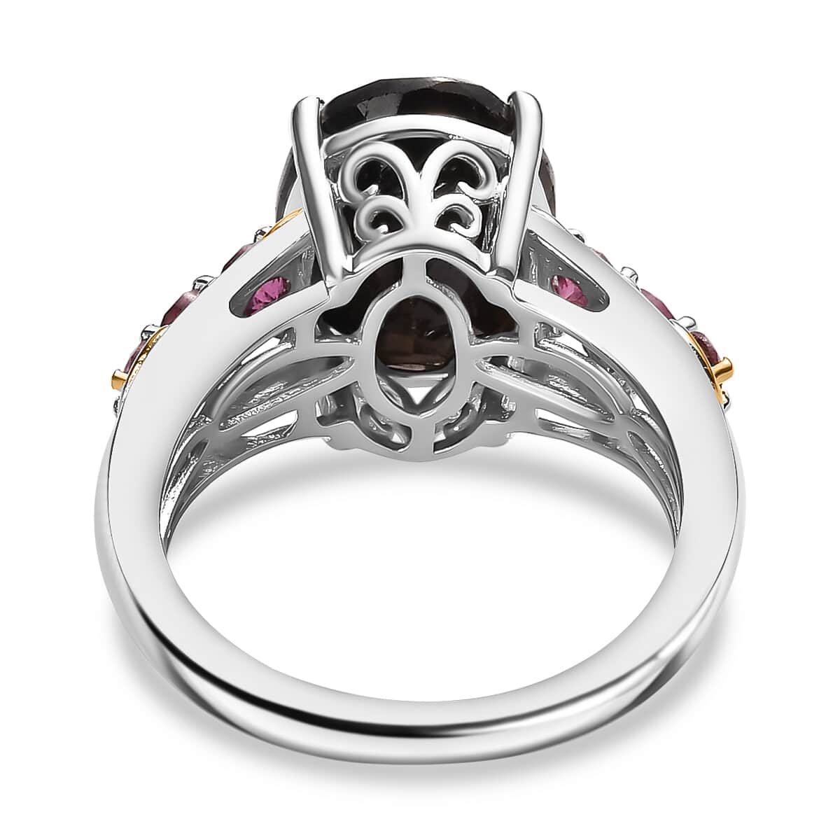 Zawadi Chocolate Sapphire, Orissa Rhodolite Garnet Ring in 18K Vermeil YG and Rhodium Over Sterling Silver (Size 6.0) 9.00 ctw image number 4