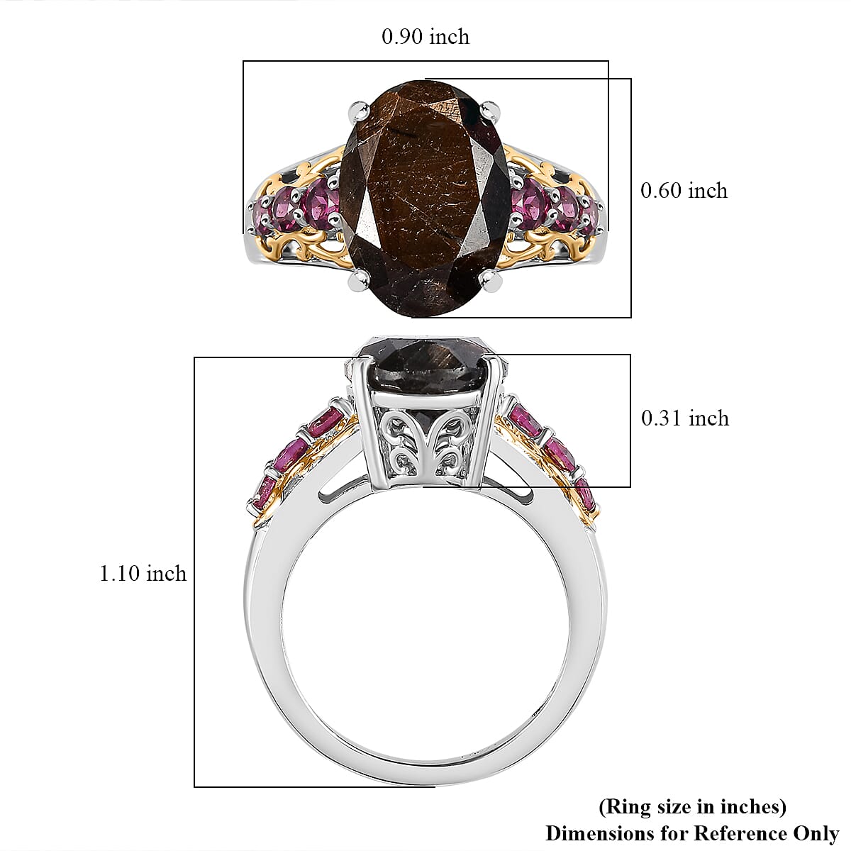 Zawadi Chocolate Sapphire and Orissa Rhodolite Garnet Ring in 18K Vermeil YG and Rhodium Over Sterling Silver (Size 10.0) 9.00 ctw image number 5