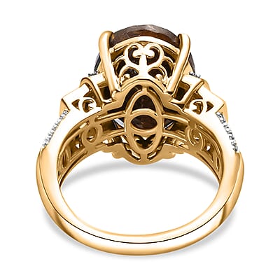 Zawadi Chocolate Sapphire and Multi Gemstone Ring in 18K Vermeil Yellow Gold Over Sterling Silver (Size 6.0) 15.30 ctw
