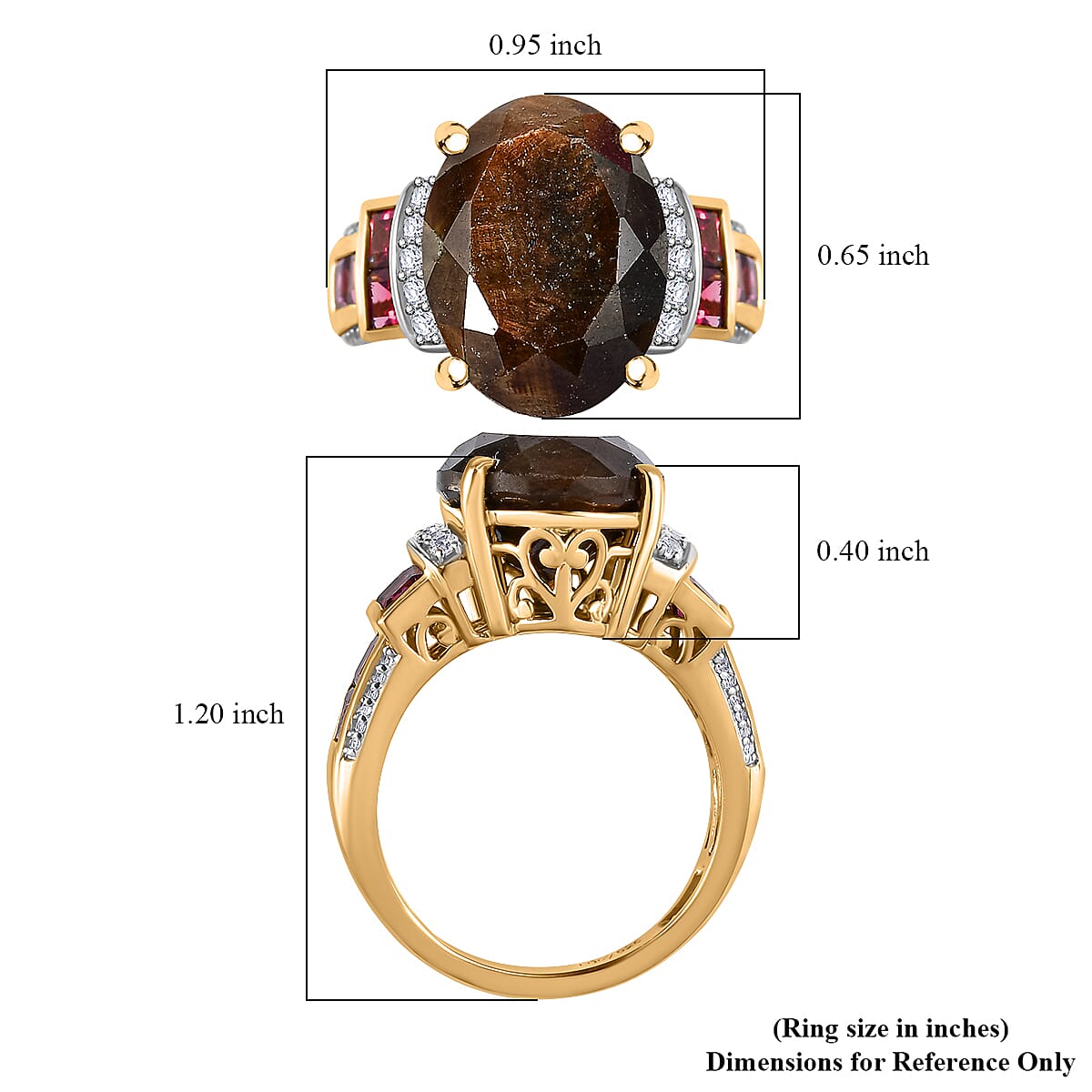 D'Joy Zawadi Chocolate Sapphire and Multi Gemstone Ring in 18K Vermeil Yellow Gold Over Sterling Silver (Size 8.0) 15.30 ctw image number 5