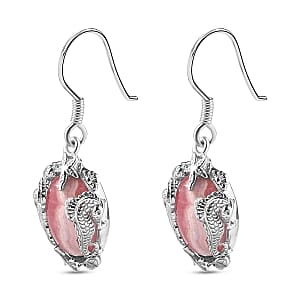 Rhodochrosite Lever Back 12.00 ctw Earrings in Rhodium Over Sterling Silver