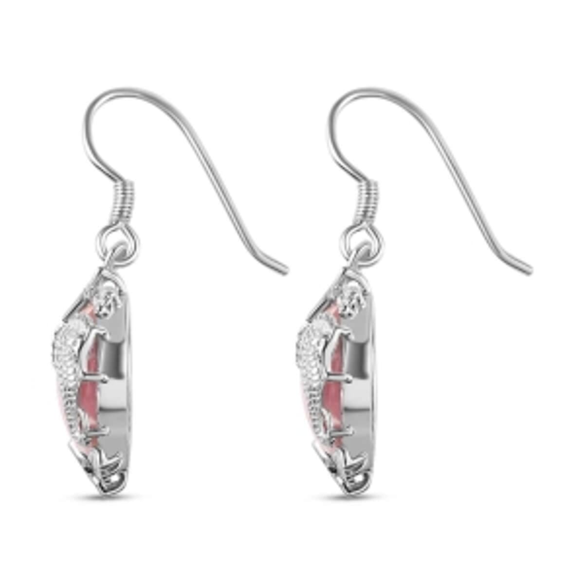 Rhodochrosite Lever Back 12.00 ctw Earrings in Rhodium Over Sterling Silver image number 4