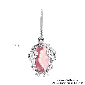 Rhodochrosite Lever Back 12.00 ctw Earrings in Rhodium Over Sterling Silver