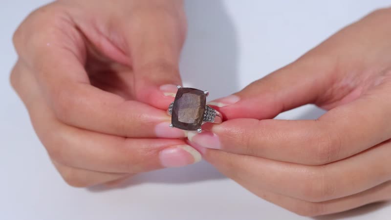 Zawadi Golden Sapphire, Champagne Zircon Ring in Rhodium Over Sterling Silver (Size 6.0) 16.15 ctw