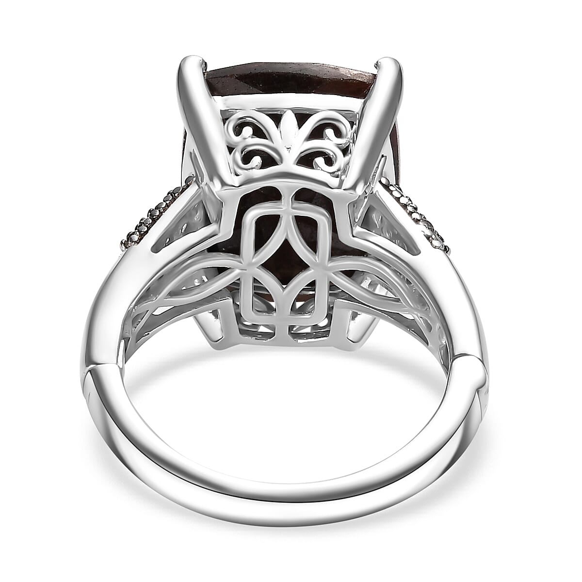 Zawadi Chocolate Sapphire and Champagne Zircon Ring in Rhodium Over Sterling Silver (Size 6.0) 16.15 ctw