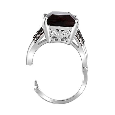 Zawadi Chocolate Sapphire and Champagne Zircon Ring in Rhodium Over Sterling Silver (Size 6.0) 16.15 ctw