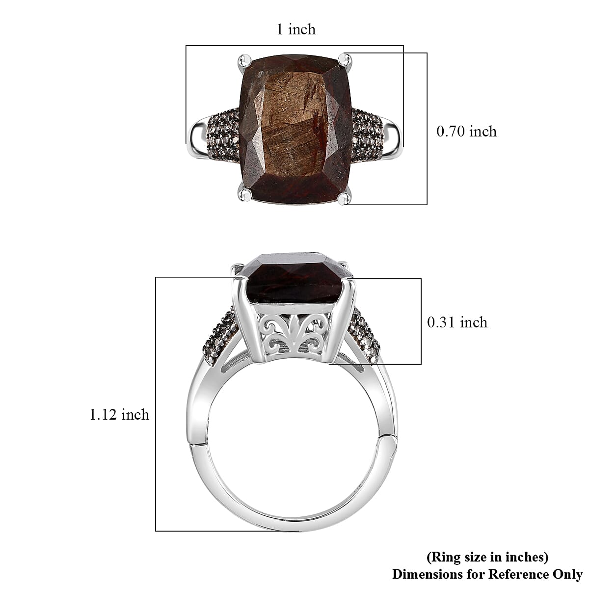 Zawadi Chocolate Sapphire and Champagne Zircon Ring in Rhodium Over Sterling Silver (Size 6.0) 16.15 ctw