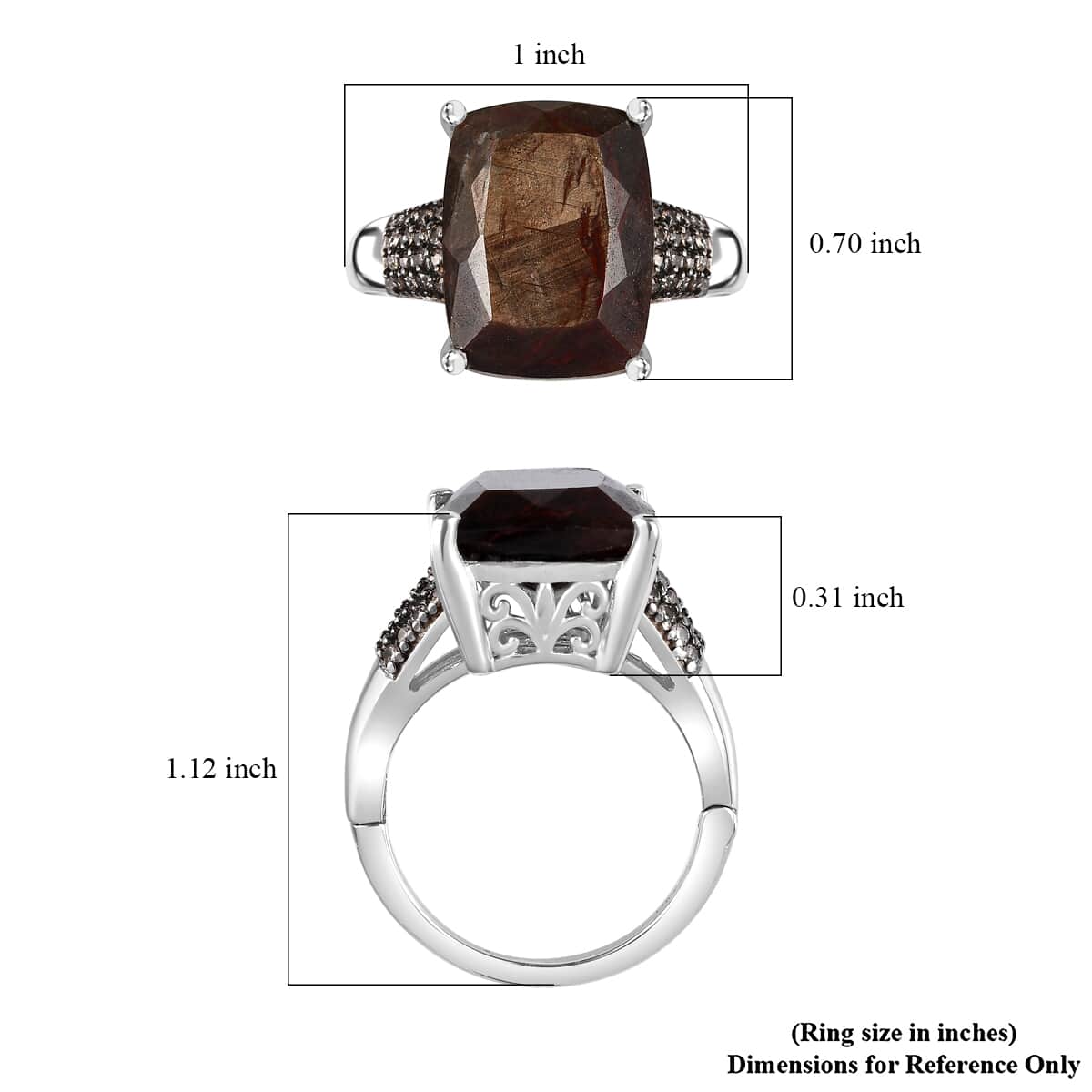 Zawadi Chocolate Sapphire and Champagne Zircon Ring in Rhodium Over Sterling Silver (Size 6.0) 16.15 ctw image number 6