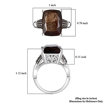 Zawadi Chocolate Sapphire and Champagne Zircon Ring in Rhodium Over Sterling Silver (Size 6.0) 16.15 ctw