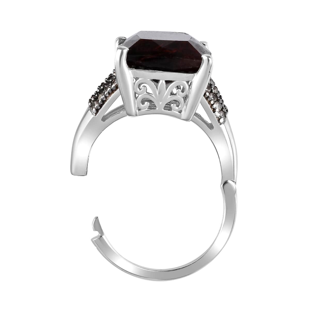 Zawadi Chocolate Sapphire and Champagne Zircon Ring in Rhodium Over Sterling Silver (Size 7.0) 16.15 ctw image number 5