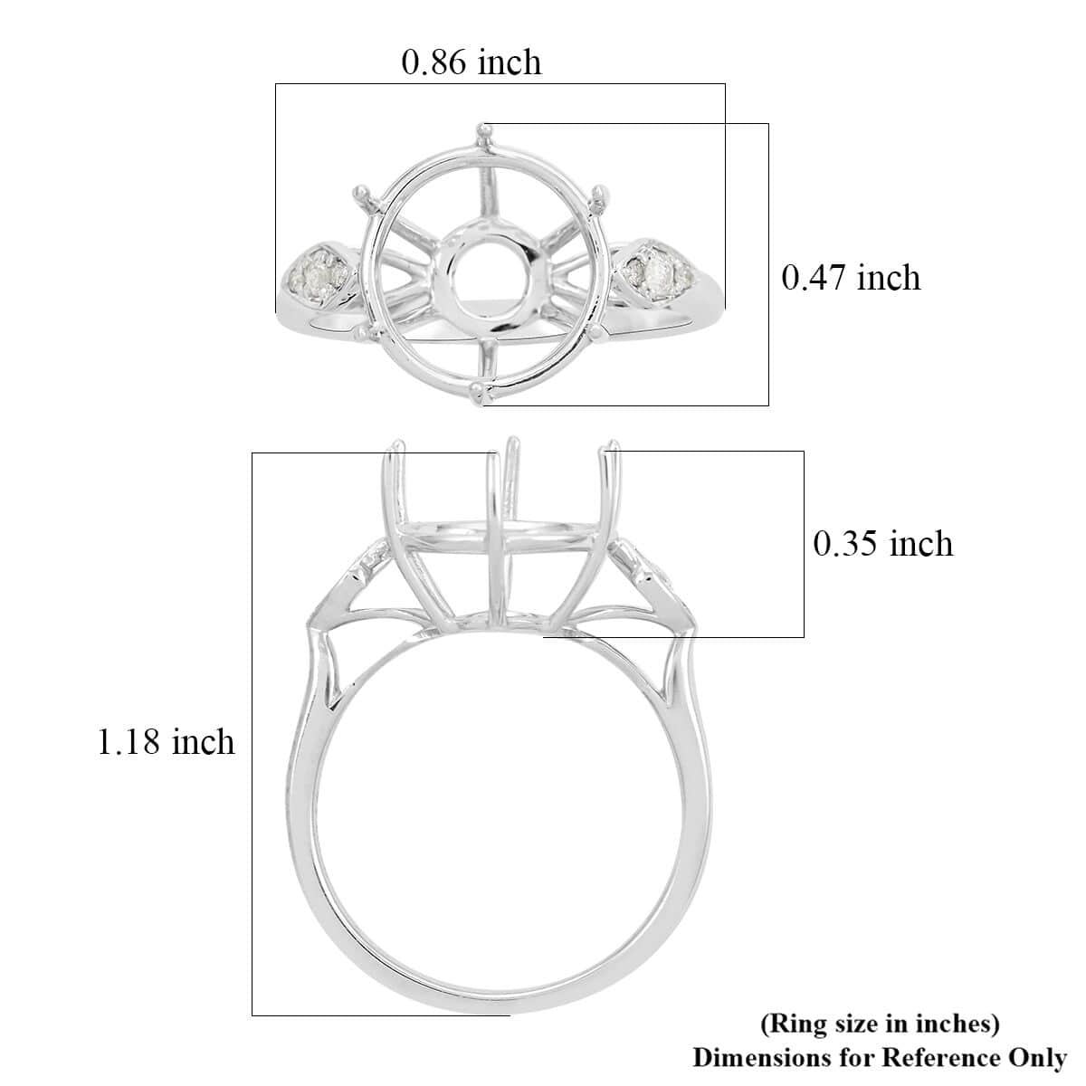 Luxoro 10K White Gold Mounting Ring (Size 7.0) image number 2