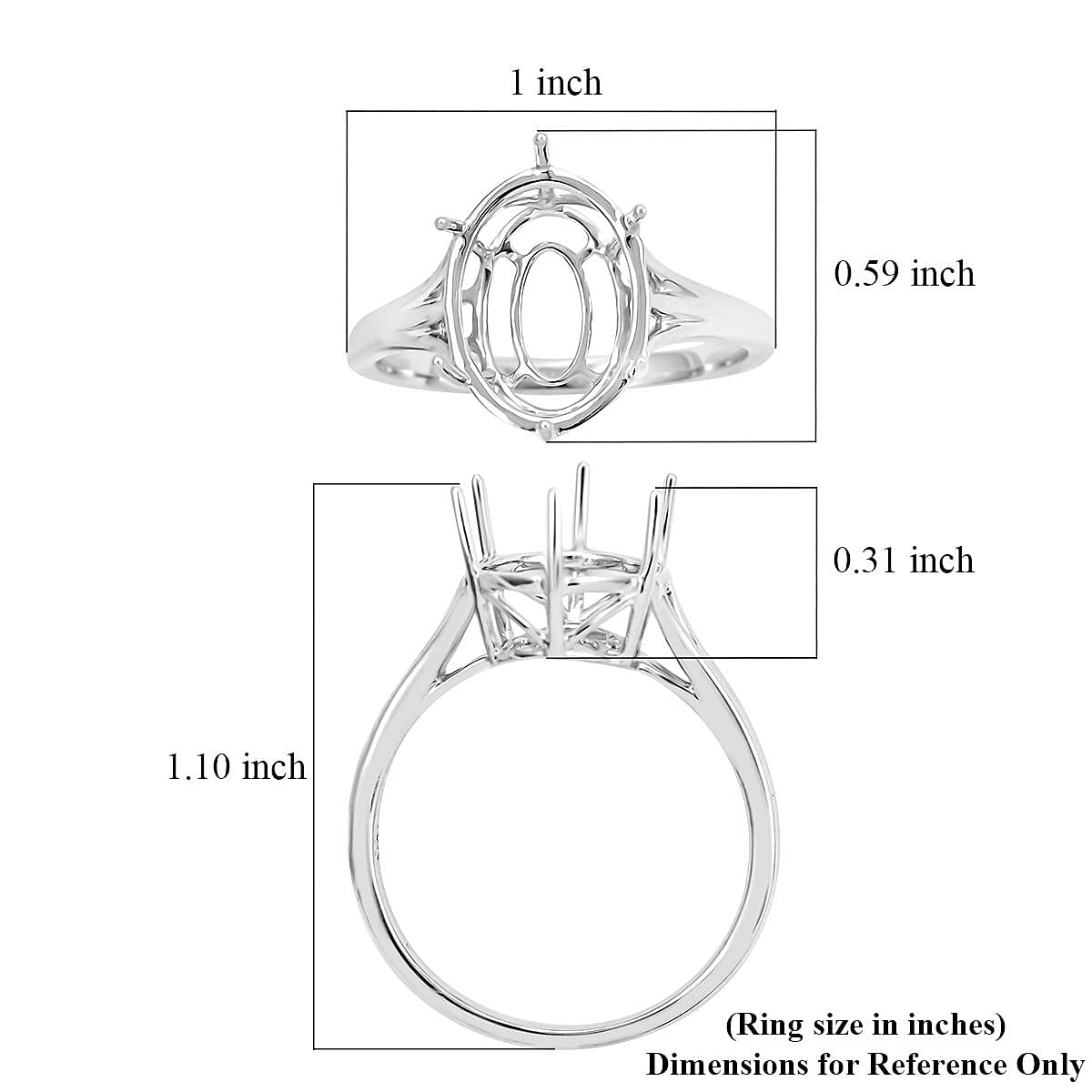 Luxoro 10K White Gold Mounting Ring (Size 7.0)