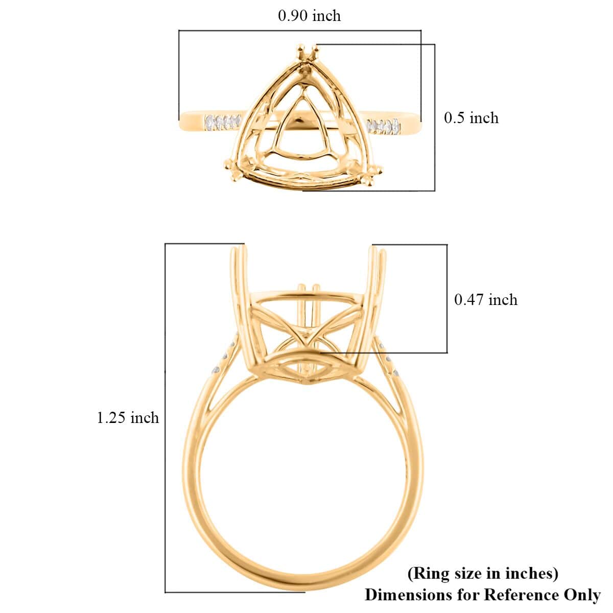 Luxoro 10K Yellow Gold Mounting Ring (Size 7.0) image number 2