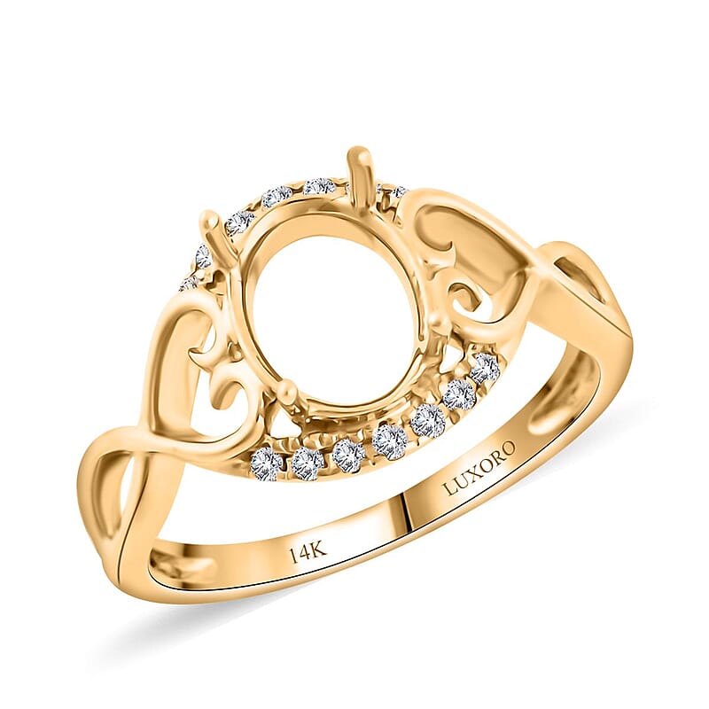 Luxoro 14K Yellow Gold Mounting Ring with Infinity Shank (Size 7.0)