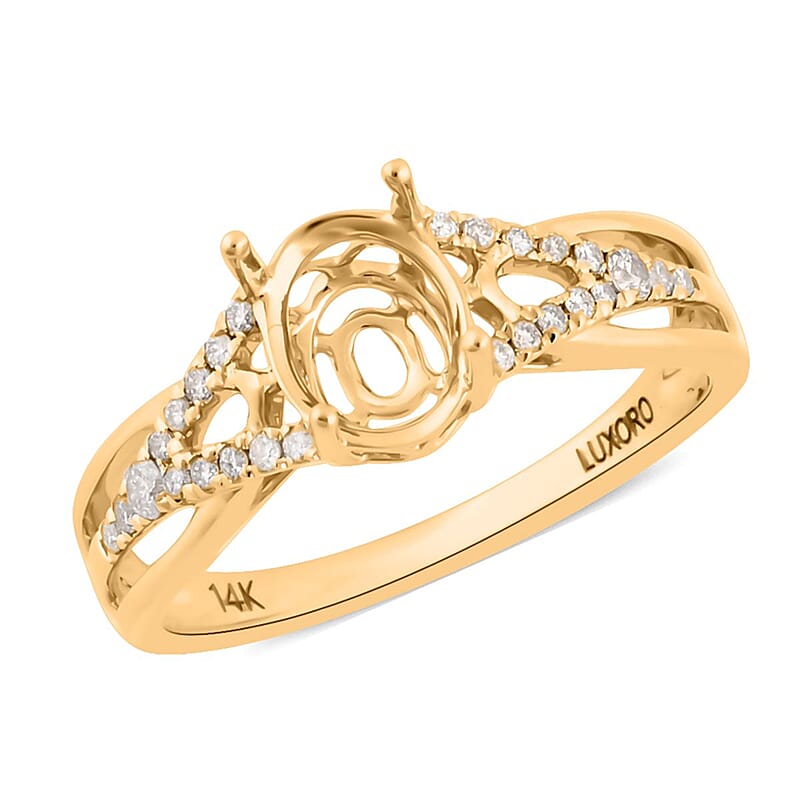 Luxoro 14K Yellow Gold Mounting Ring with Embelished Shank (Size 7.0)