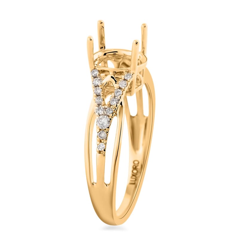 Luxoro 14K Yellow Gold Mounting Ring with Embelished Shank (Size 7.0)