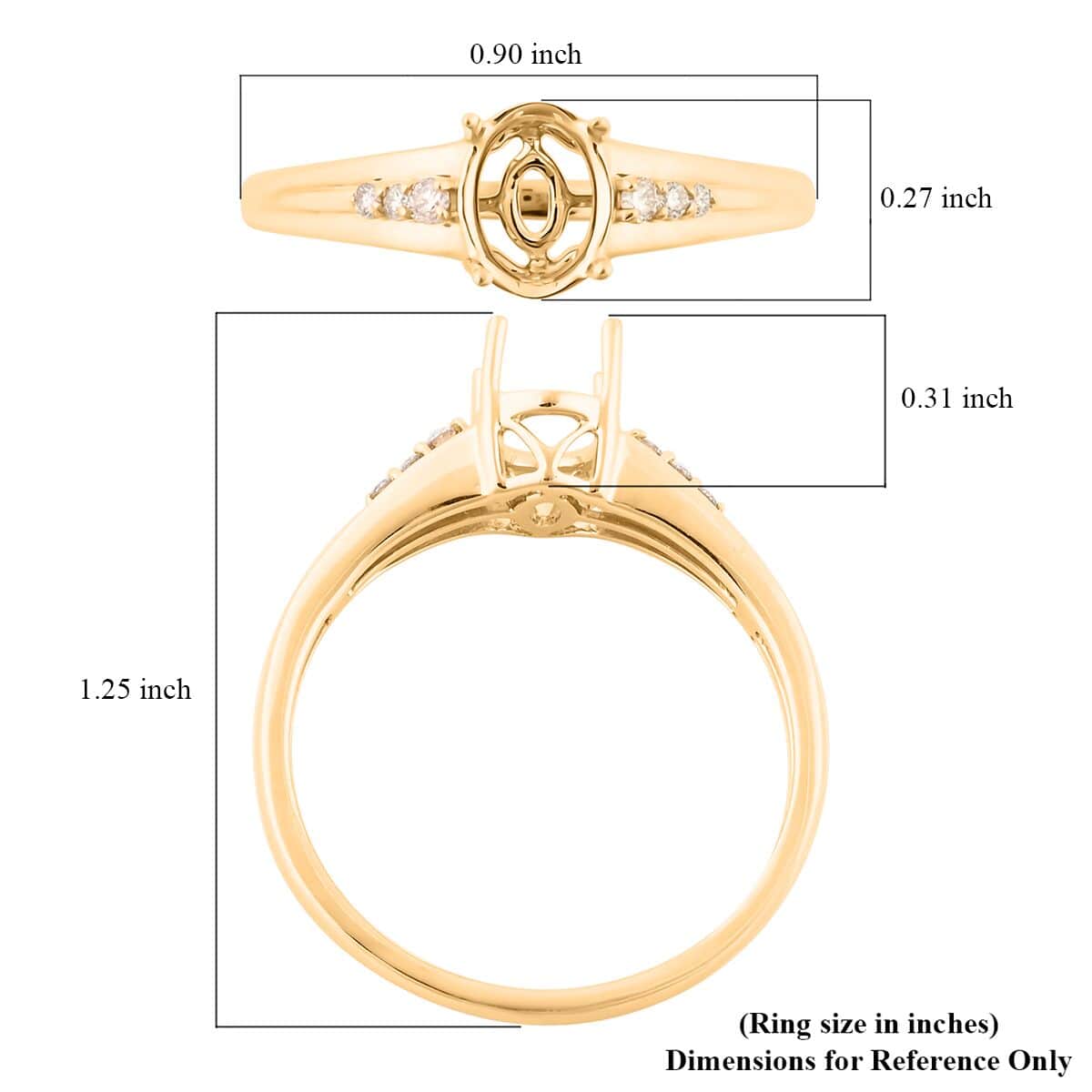 Luxoro 14K Yellow Gold Mounting Ring (Size 7.0) image number 2