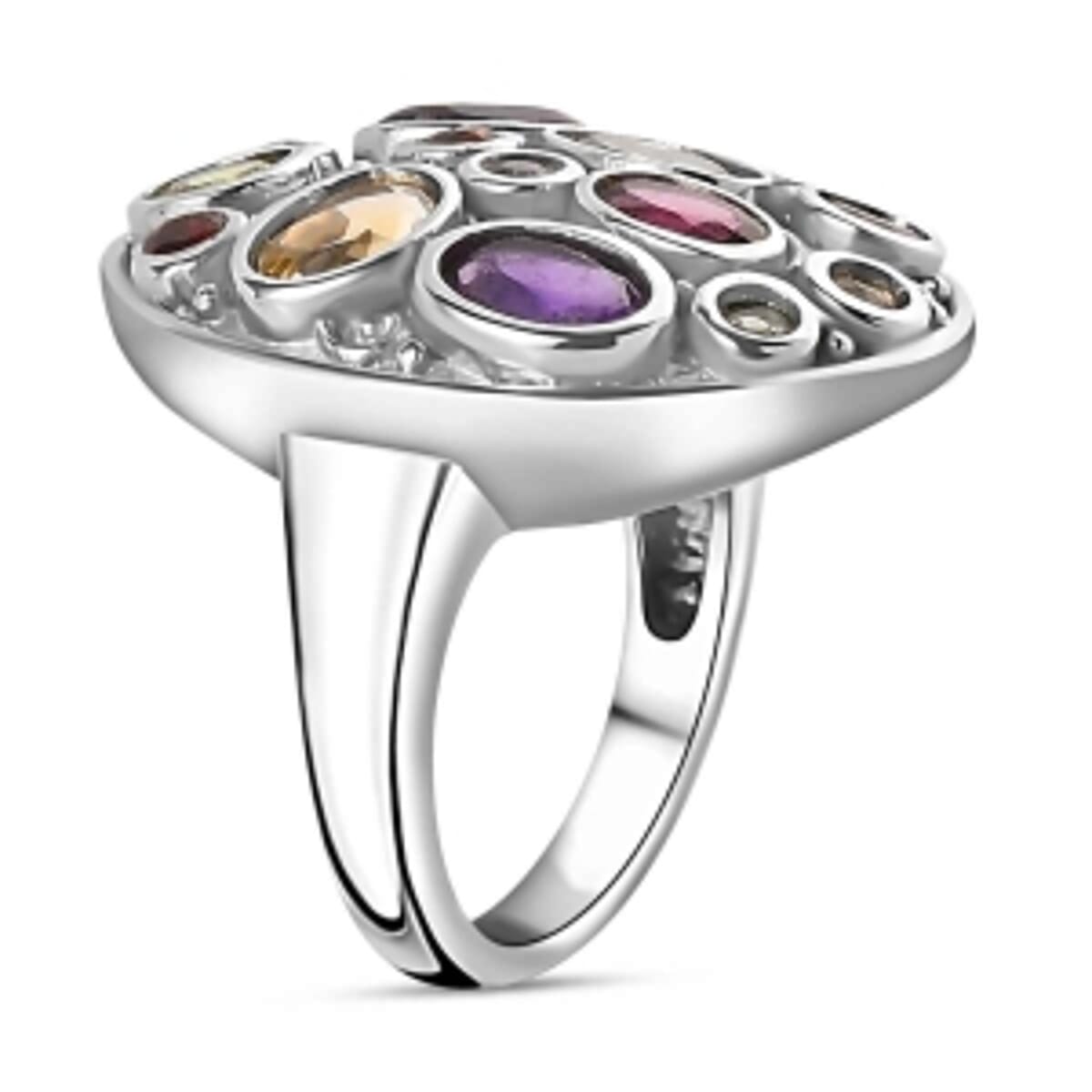 African Amethyst and Brazilian Citrine 2.84 ctw Fancy Ring in Stainless Steel (Size 5.5) image number 4