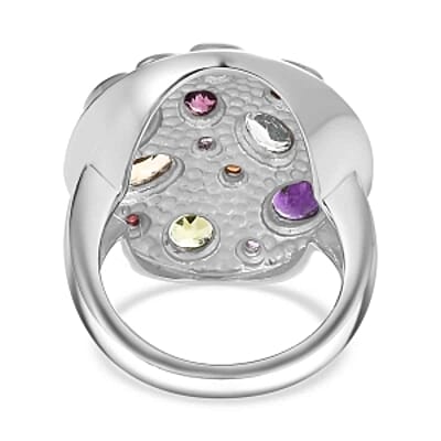 African Amethyst and Brazilian Citrine 2.84 ctw Fancy Ring in Stainless Steel (Size 5.5)