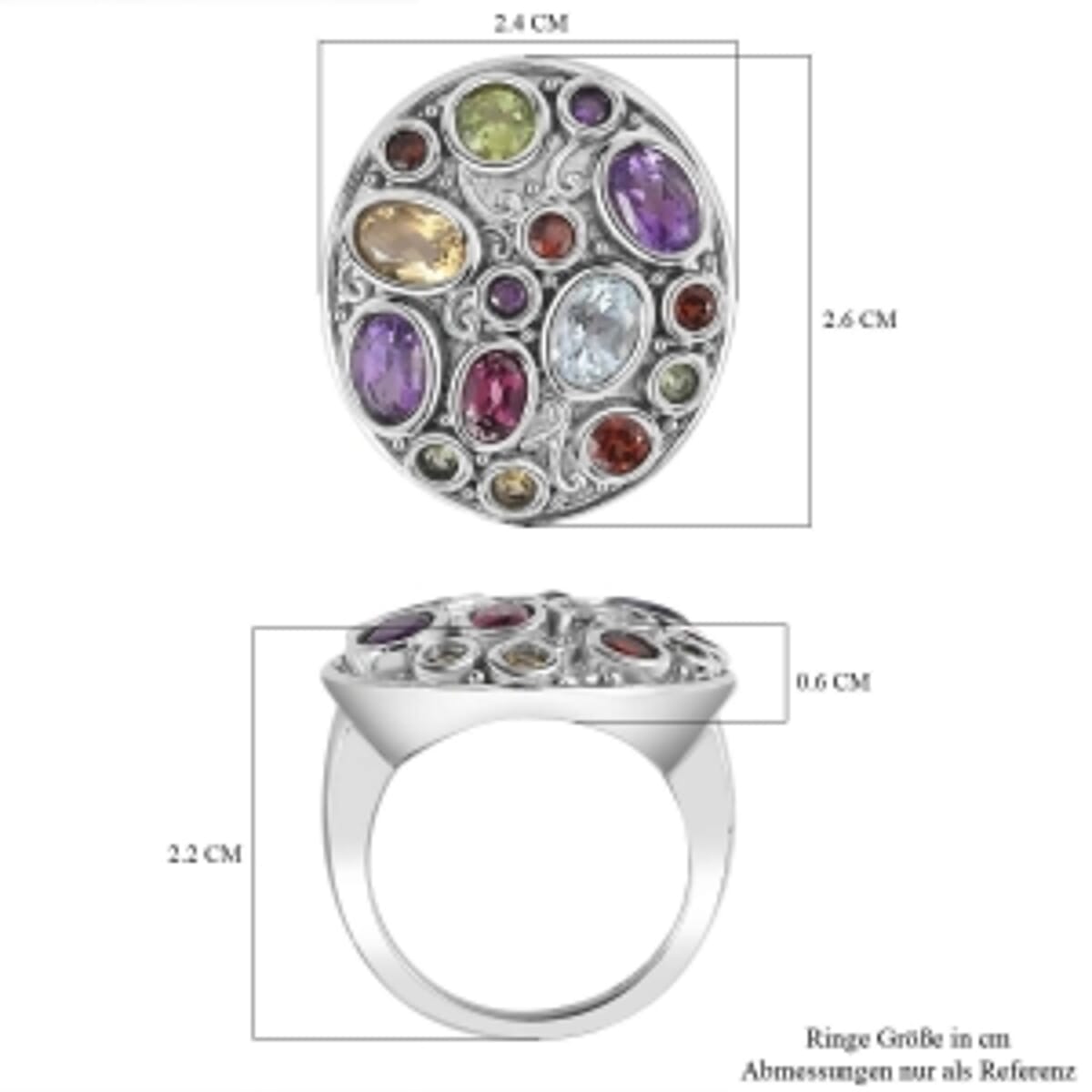 African Amethyst and Brazilian Citrine 2.84 ctw Fancy Ring in Stainless Steel (Size 5.5) image number 6
