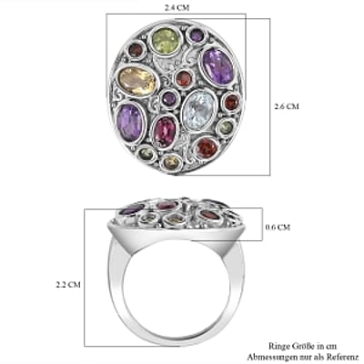 African Amethyst and Brazilian Citrine 2.84 ctw Fancy Ring in Stainless Steel (Size 5.5)