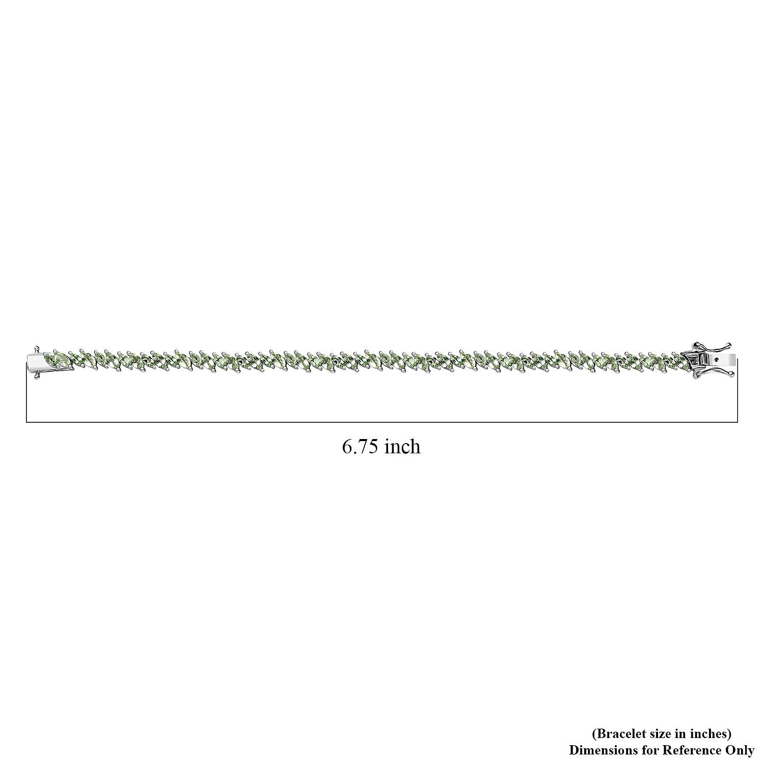 Brazilian Mint Garnet Leaf Bracelet in Rhodium Over Sterling Silver (6.50 In) 6.20 ctw