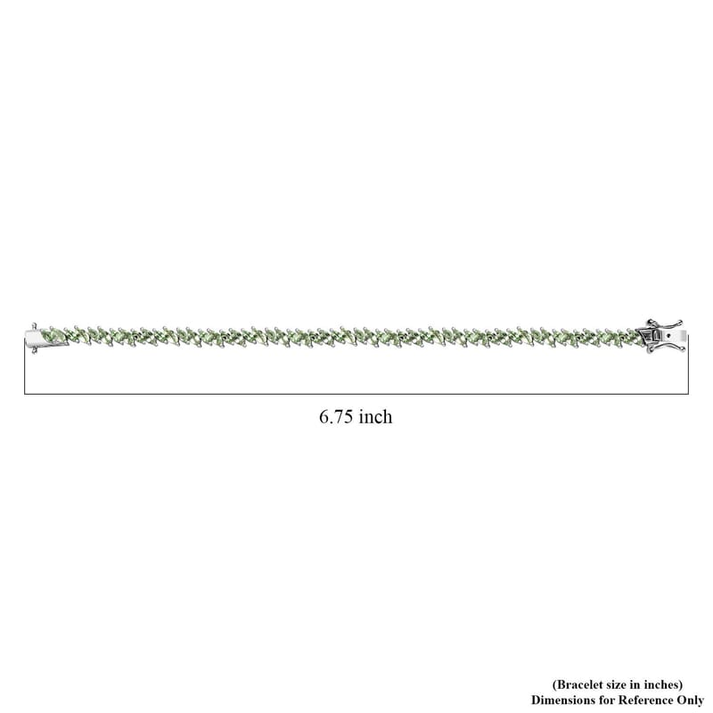 Brazilian Mint Garnet Leaf Bracelet in Rhodium Over Sterling Silver (6.50 In) 6.20 ctw