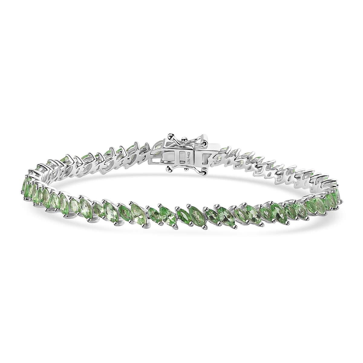 Brazilian Mint Garnet Leaf Bracelet in Rhodium Over Sterling Silver (7.25 In) 7.40 ctw image number 0