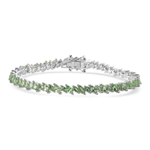 Brazilian Mint Garnet Leaf Bracelet in Rhodium Over Sterling Silver (7.25 In) 7.40 ctw