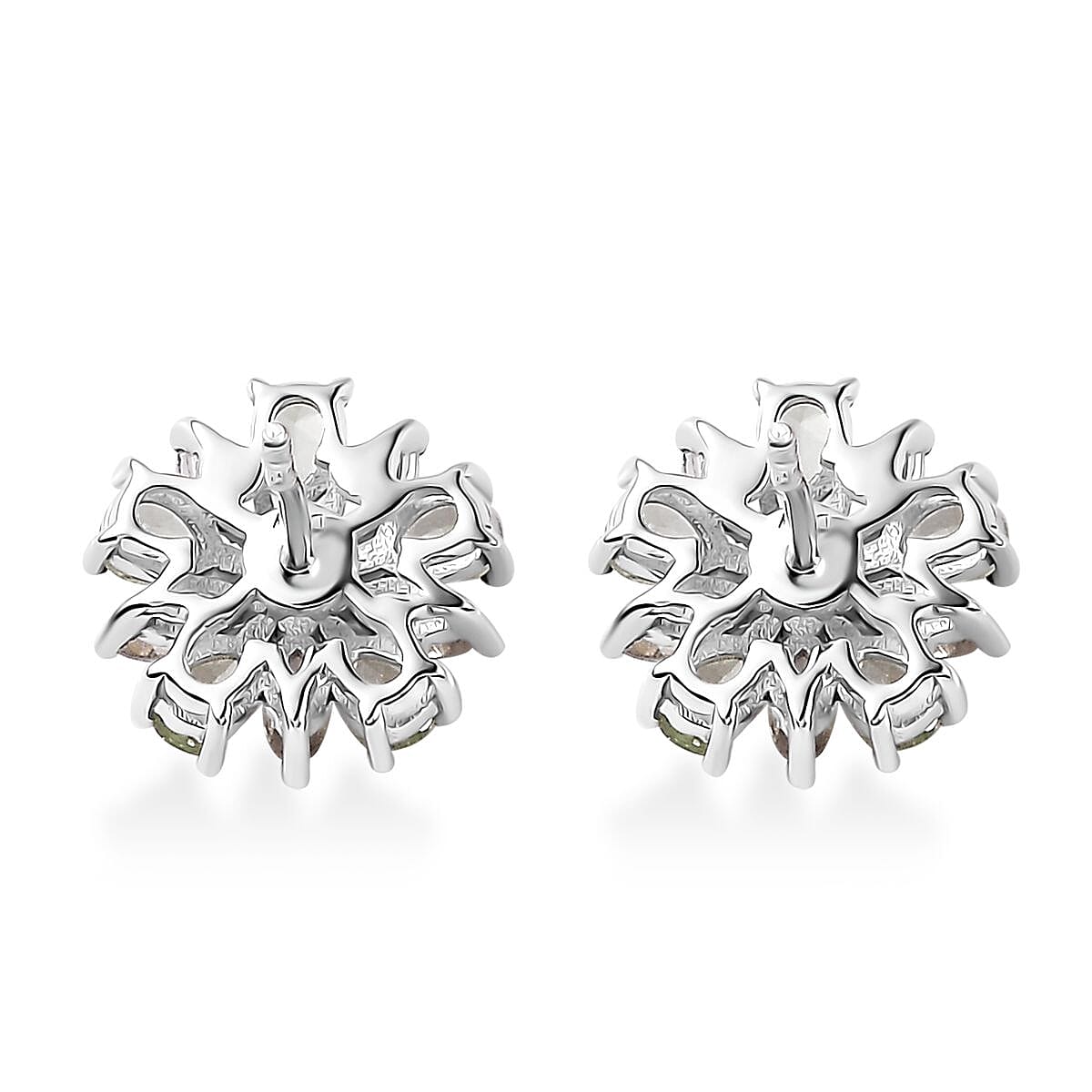 Buy Brazilian Mint Garnet and White Zircon Flower Earrings