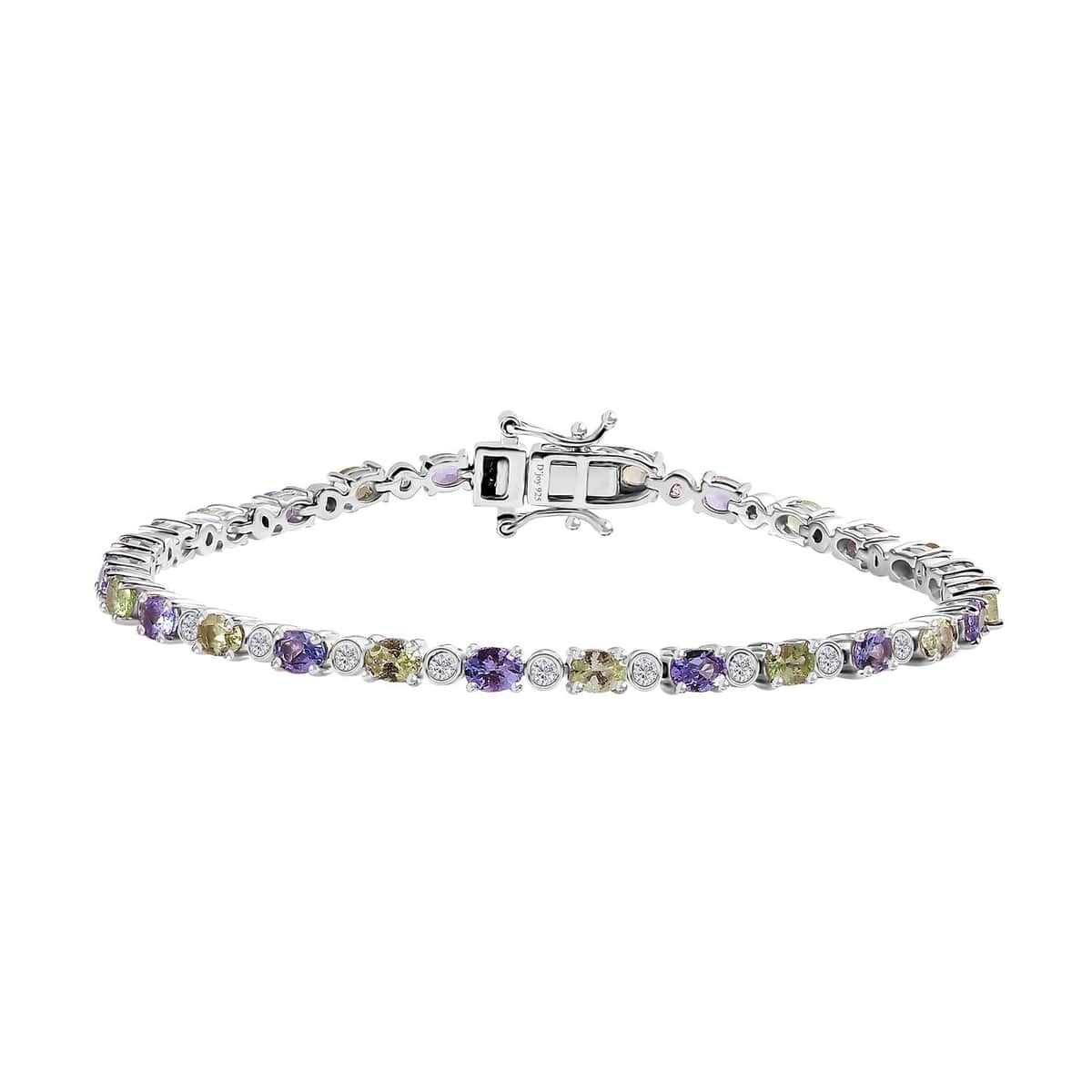 Brazilian Mint Garnet and Multi Gemstone Art Deco Bracelet in Rhodium Over Sterling Silver (7.25 In) 5.25 ctw image number 0