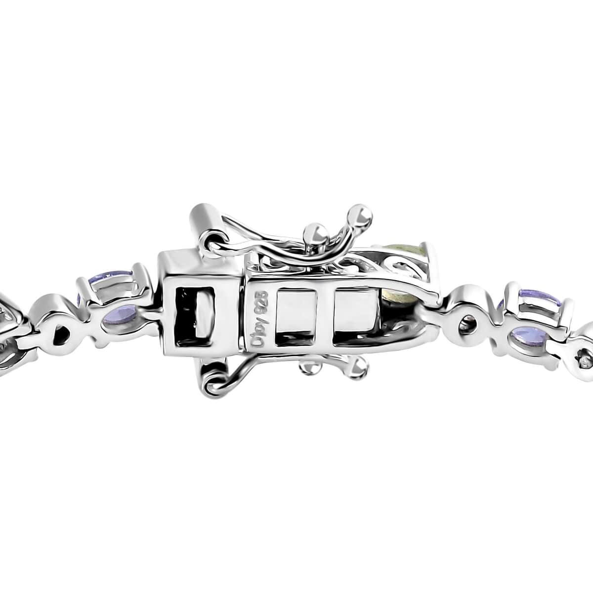 Brazilian Mint Garnet and Multi Gemstone Art Deco Bracelet in Rhodium Over Sterling Silver (7.25 In) 5.25 ctw image number 3