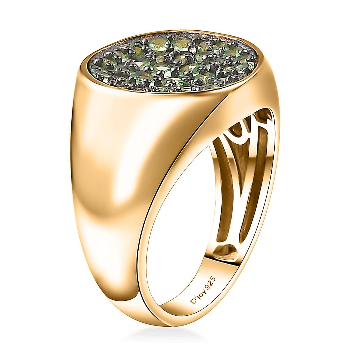 Brazilian Mint Garnet Men's Forest Ring in 18K Vermeil Yellow Gold Over Sterling Silver (Size 9.0) 1.60 ctw