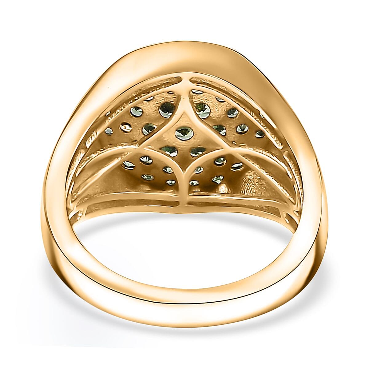 Brazilian Mint Garnet Men's Forest Ring in 18K Vermeil Yellow Gold Over Sterling Silver (Size 9.0) 1.60 ctw